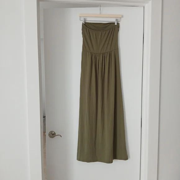 Olive Green Strapless Midi dress NWT - Picture 2 of 5